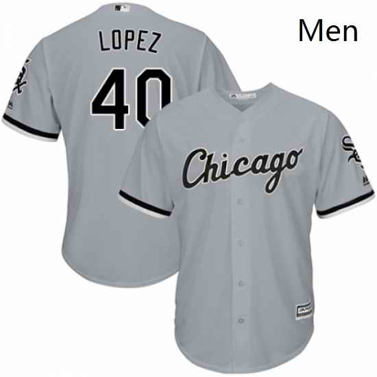 Mens Majestic Chicago White Sox 40 Reynaldo Lopez Replica Grey Road Cool Base MLB Jersey